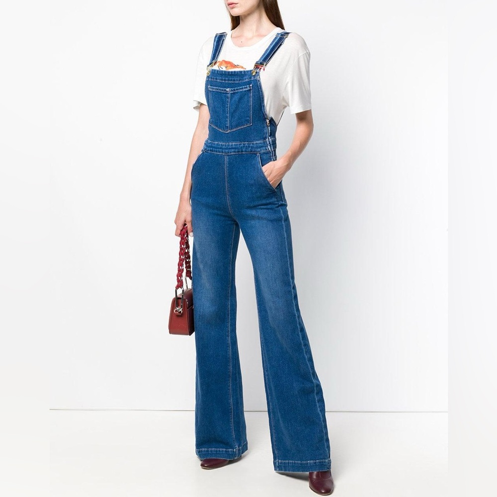 FRAME Denim Palazo Wide Leg Jumpsuit Overalls